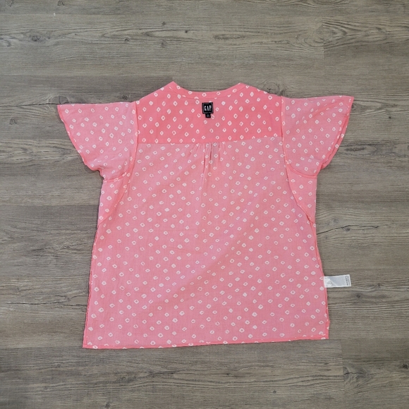 GAP Women's Pink Ruffle Sleeve Blouse Size Large Tall - Picture 9 of 10